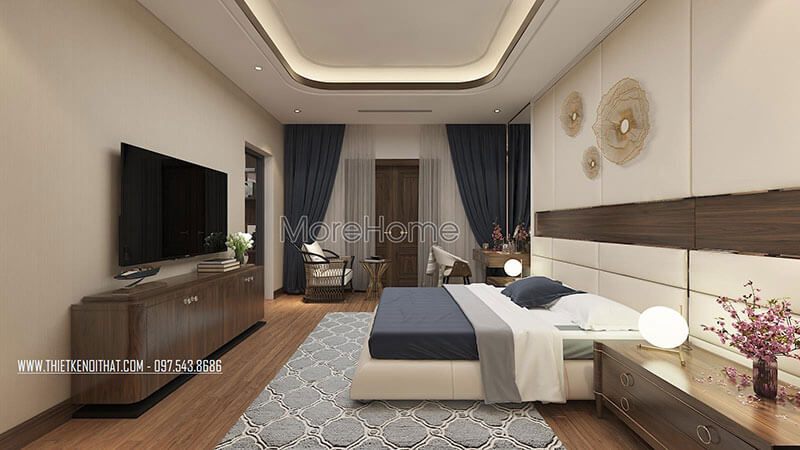 Mẫu giường ngủ bọc da cao cấp cho nhà phốbiệt thự