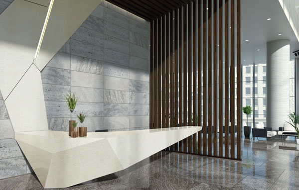 Đá Solid Surface làm bàn tiếp tân